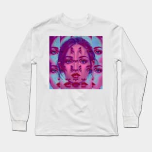 BIG WINS Weirdcore Glitch Art Portrait Long Sleeve T-Shirt